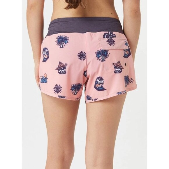 rabbit Shorts Womens MD Surf N Turf 4” Running Board Coral Cloud - Picture 3 of 14